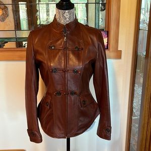 Cuadra Womens Brown Fitted Leather Jacket - M